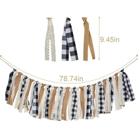 Buffalo Check Plaid Banner Black and White Gingham Spring Summer Fall Winter - Picture 2 of 6